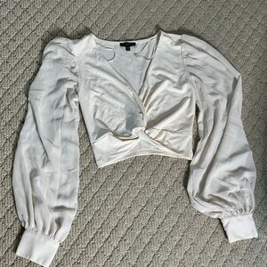 Dynamite Cream Wrap Blouse